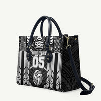 Custom Polynesia Beach Volleyball Leather Bag Polynesian Tribal Pattern LT05 Black - Polynesian Pride