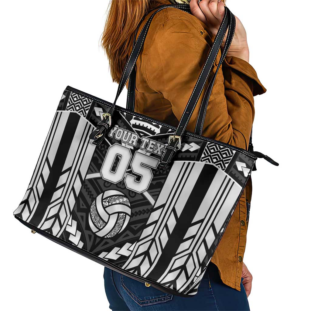Custom Polynesia Beach Volleyball Leather Tote Bag Polynesian Tribal Pattern - Polynesian Pride