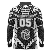 Custom Polynesia Beach Volleyball Long Sleeve Polo Shirt Polynesian Tribal Pattern - Polynesian Pride