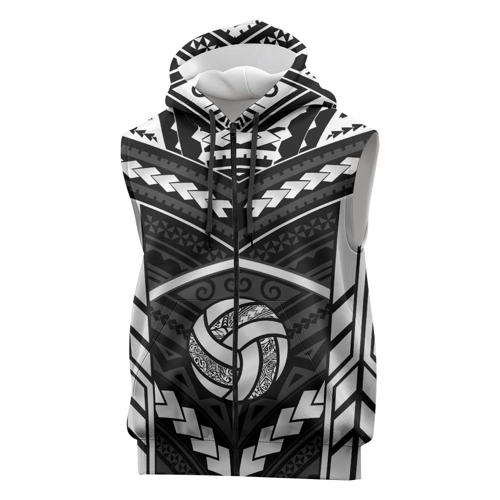 Custom Polynesia Beach Volleyball Sleeveless Zip Hoodie Polynesian Tribal Pattern - Polynesian Pride
