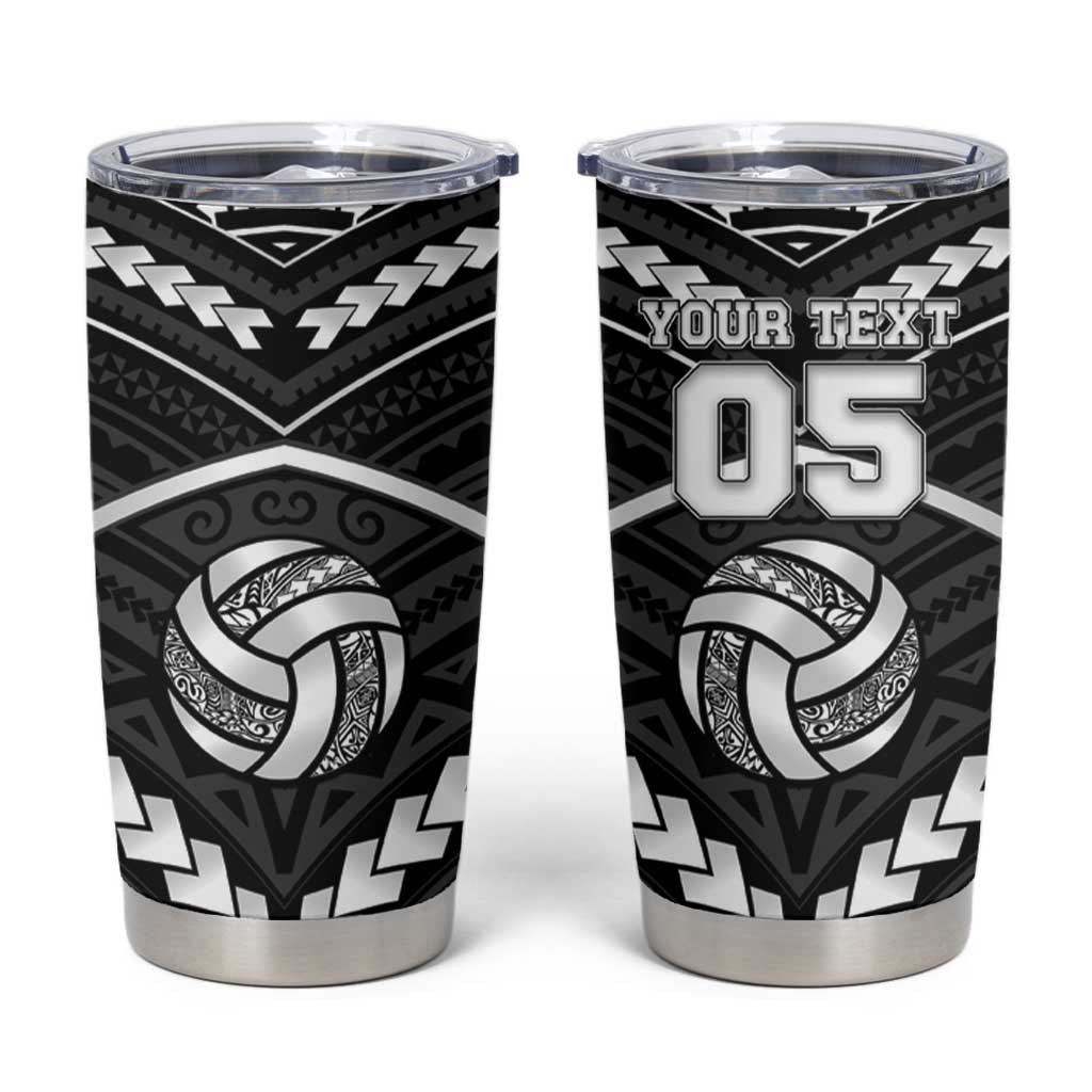 Custom Polynesia Beach Volleyball Tumbler Cup Polynesian Tribal Pattern LT05 Black - Polynesian Pride