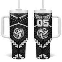 Custom Polynesia Beach Volleyball Tumbler With Handle Polynesian Tribal Pattern LT05 One Size: 40 oz Black - Polynesian Pride