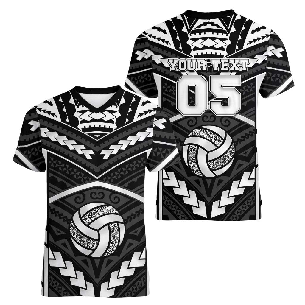 Custom Polynesia Beach Volleyball Women V-Neck T-Shirt Polynesian Tribal Pattern LT05 - Polynesian Pride