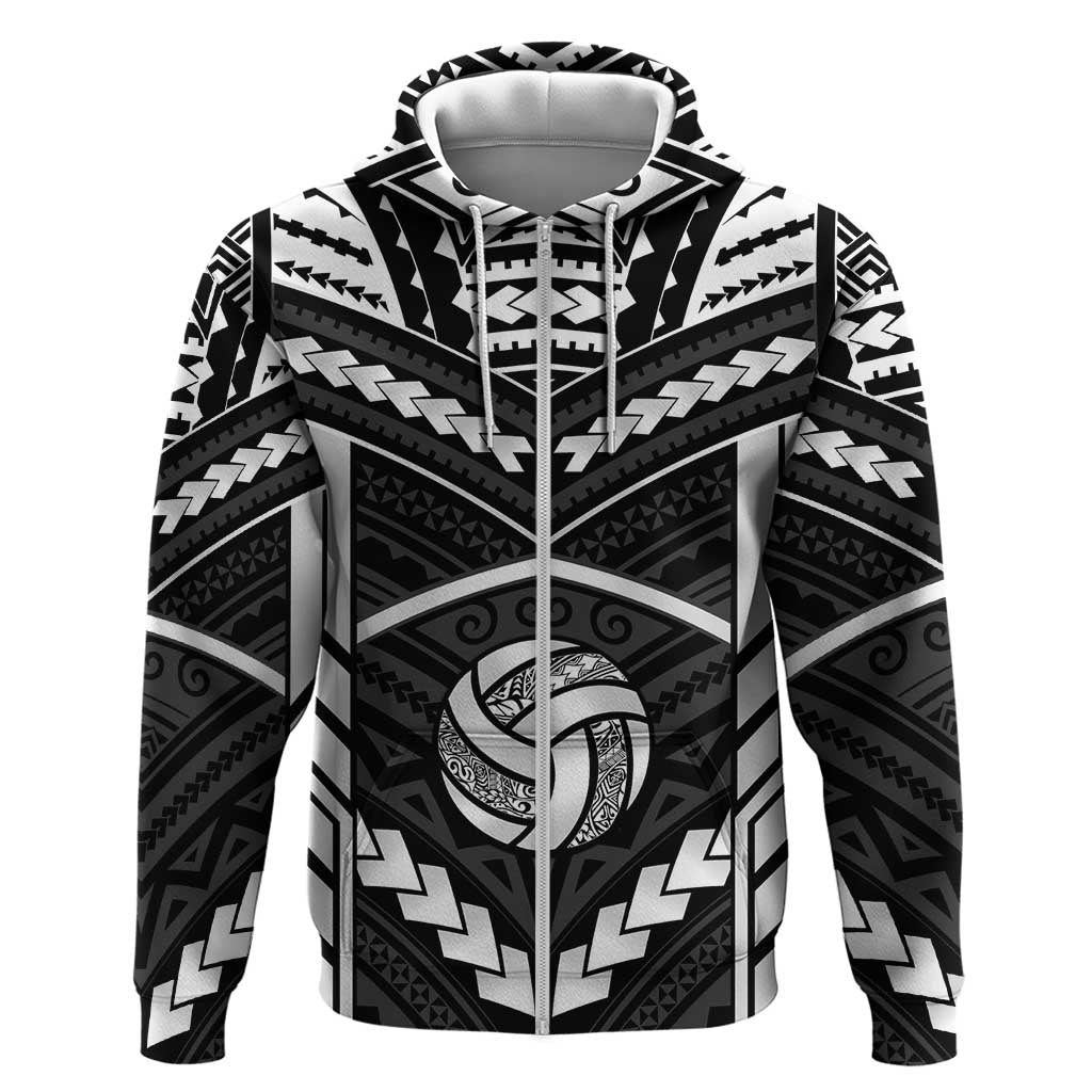 Custom Polynesia Beach Volleyball Zip Hoodie Polynesian Tribal Pattern - Polynesian Pride