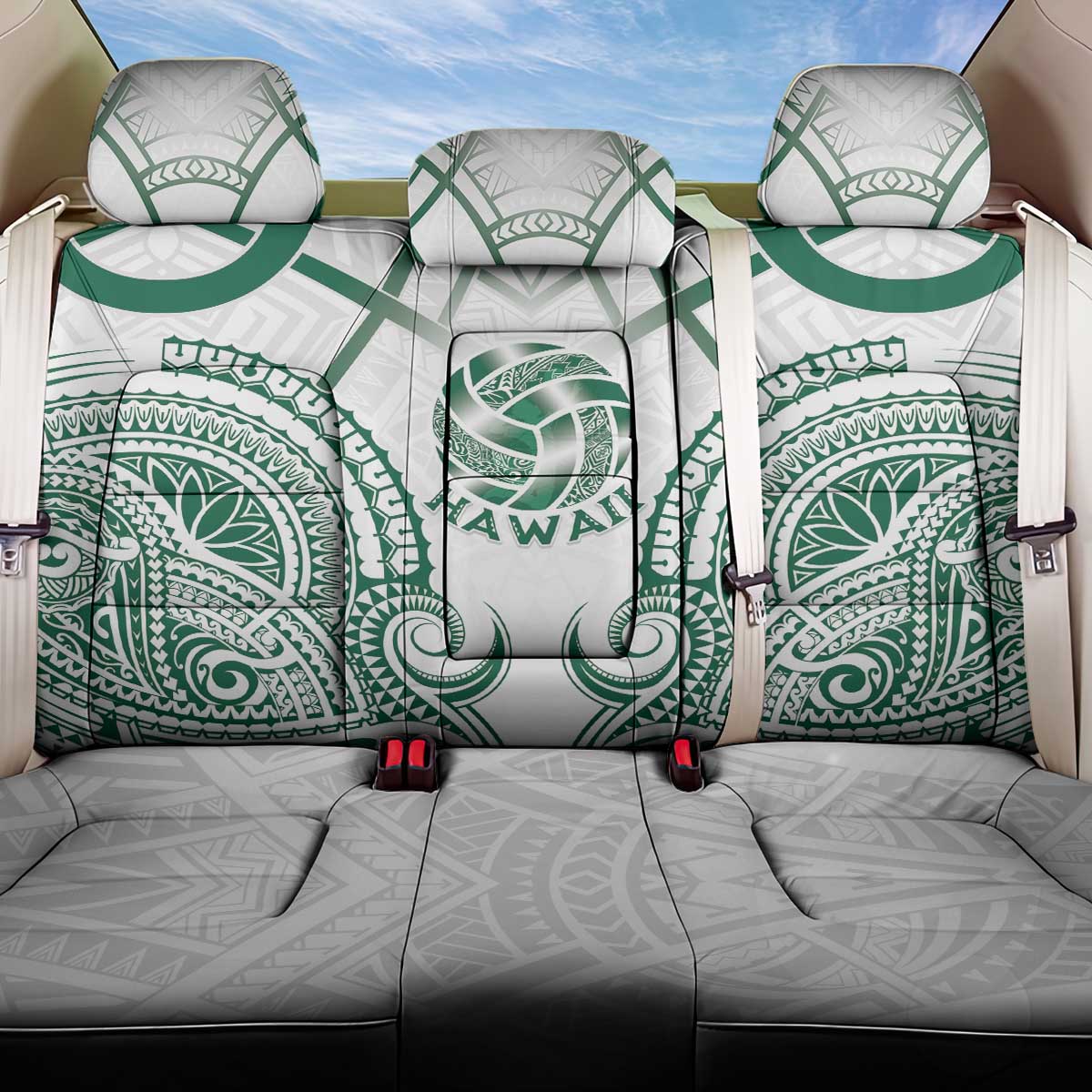 Hawaii Volleyball Back Car Seat Cover Polynesian Pattern - Polynesian Pride