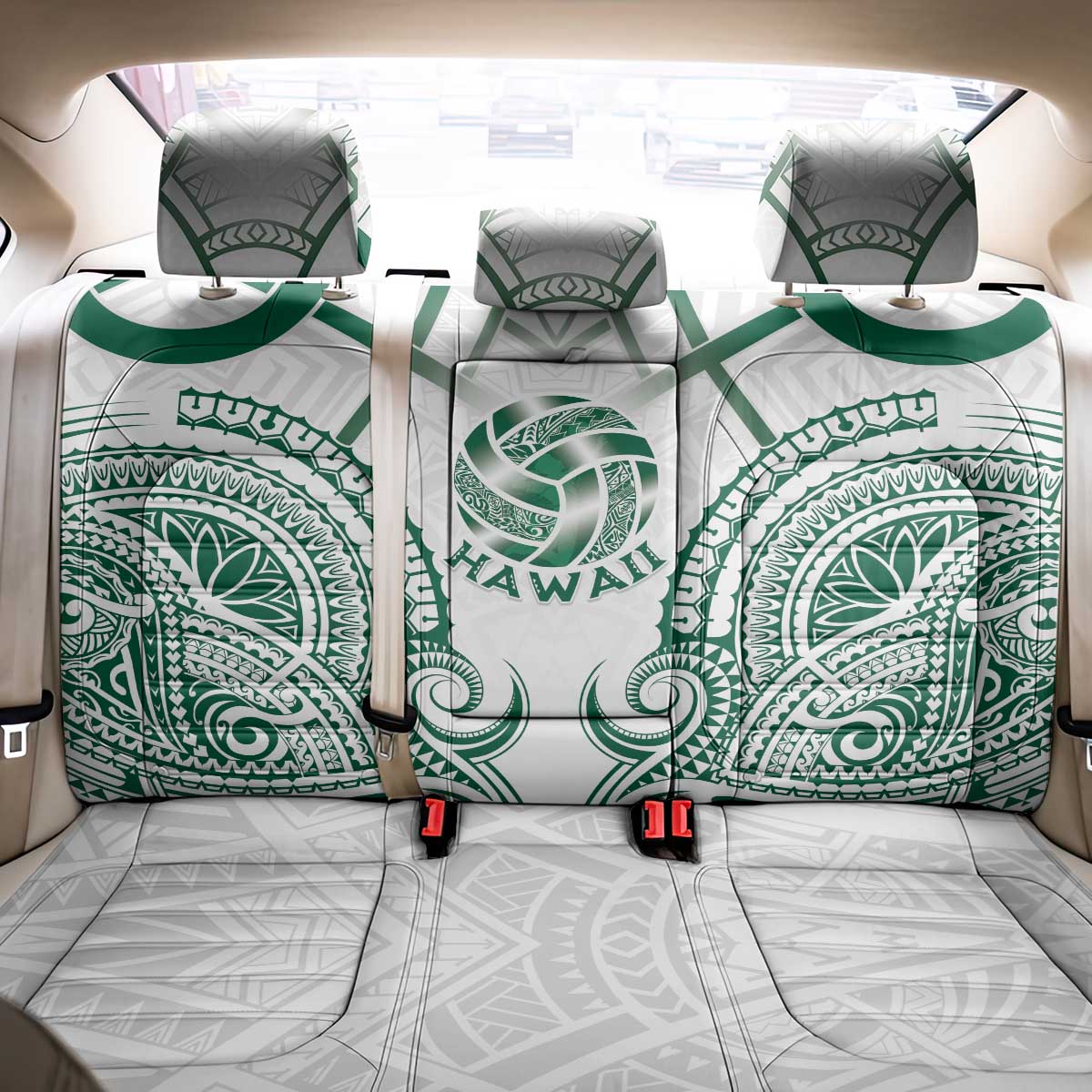 Hawaii Volleyball Back Car Seat Cover Polynesian Pattern - Polynesian Pride