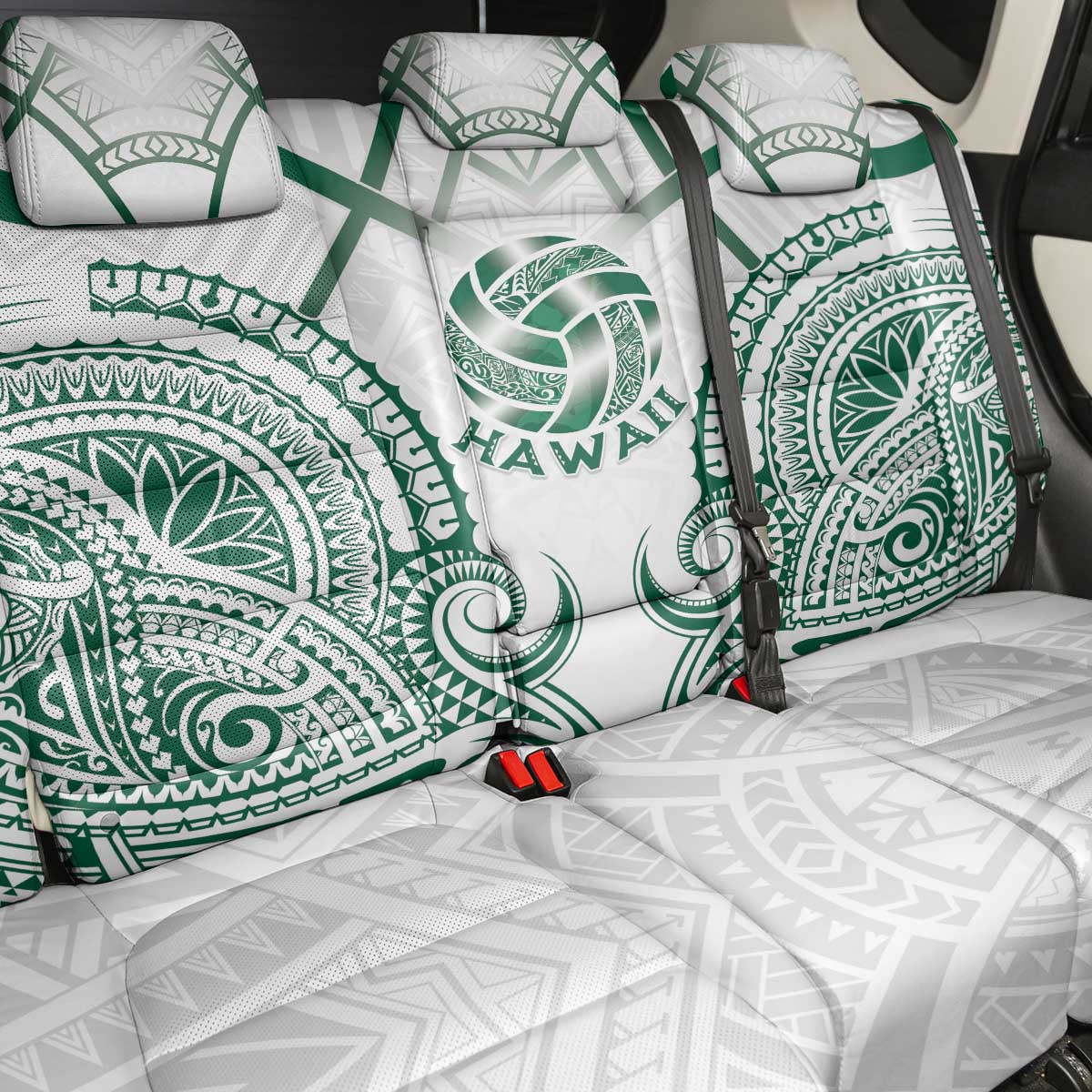 Hawaii Volleyball Back Car Seat Cover Polynesian Pattern - Polynesian Pride
