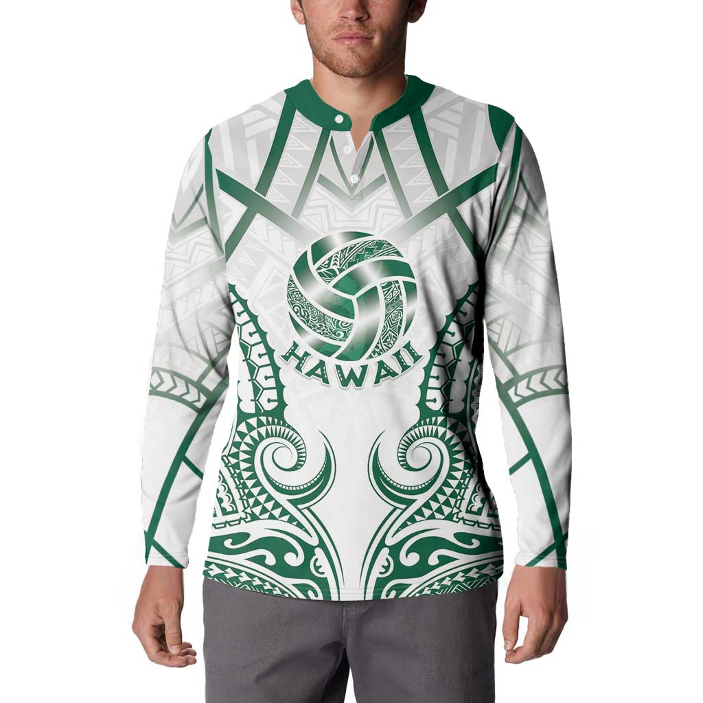 Custom Hawaii Volleyball Button Sweatshirt Polynesian Pattern - Polynesian Pride