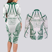 Custom Hawaii Volleyball Couples Matching Long Sleeve Bodycon Dress and Long Sleeve Button Shirt Polynesian Pattern - Polynesian Pride