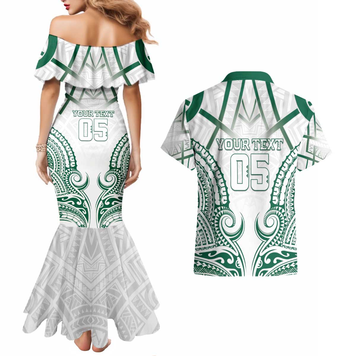 Custom Hawaii Volleyball Couples Matching Mermaid Dress and Hawaiian Shirt Polynesian Pattern - Polynesian Pride