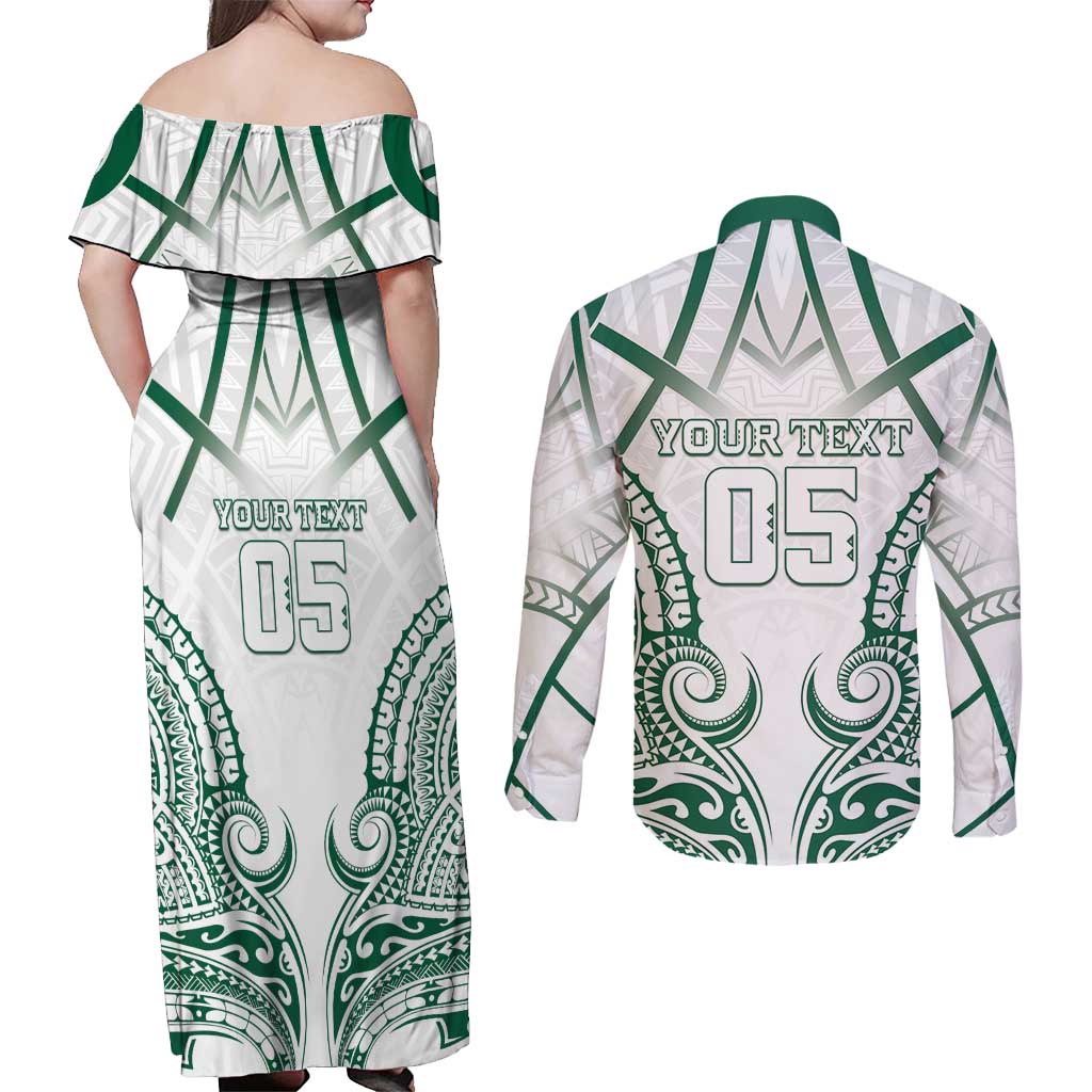 Custom Hawaii Volleyball Couples Matching Off Shoulder Maxi Dress and Long Sleeve Button Shirt Polynesian Pattern - Polynesian Pride