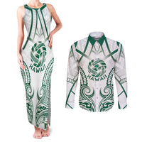Custom Hawaii Volleyball Couples Matching Tank Maxi Dress and Long Sleeve Button Shirt Polynesian Pattern - Polynesian Pride