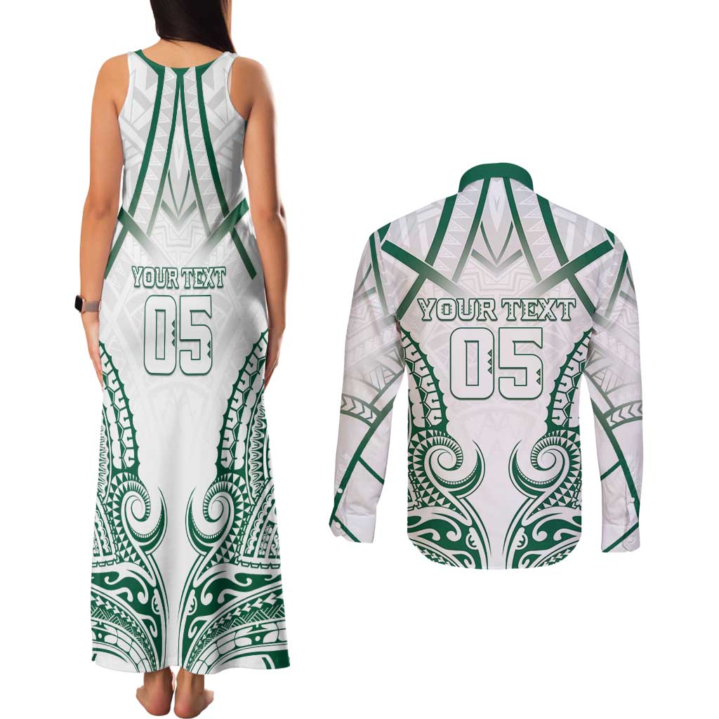 Custom Hawaii Volleyball Couples Matching Tank Maxi Dress and Long Sleeve Button Shirt Polynesian Pattern - Polynesian Pride