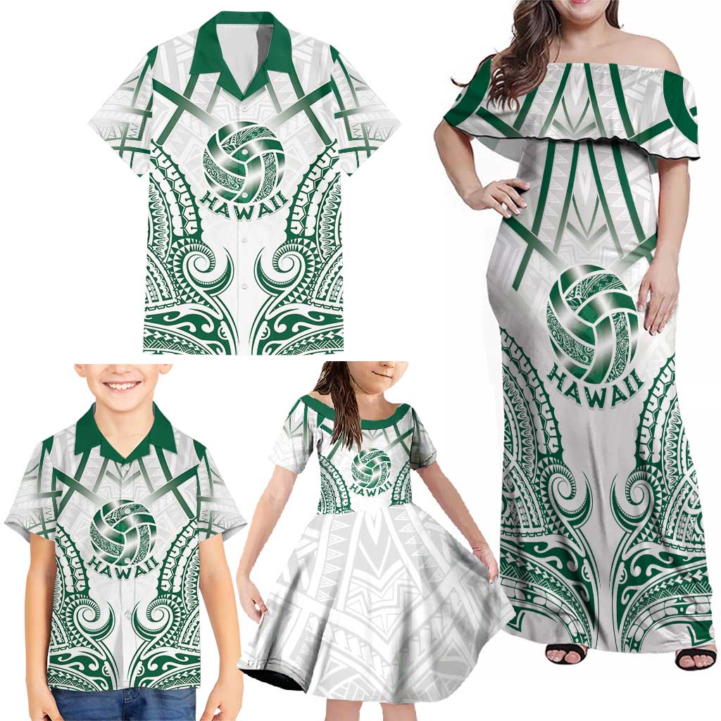 Custom Hawaii Volleyball Family Matching Off Shoulder Maxi Dress and Hawaiian Shirt Polynesian Pattern - Polynesian Pride