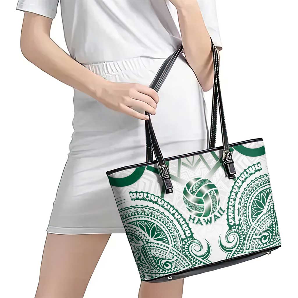 Hawaii Volleyball Leather Tote Bag Polynesian Pattern - Polynesian Pride
