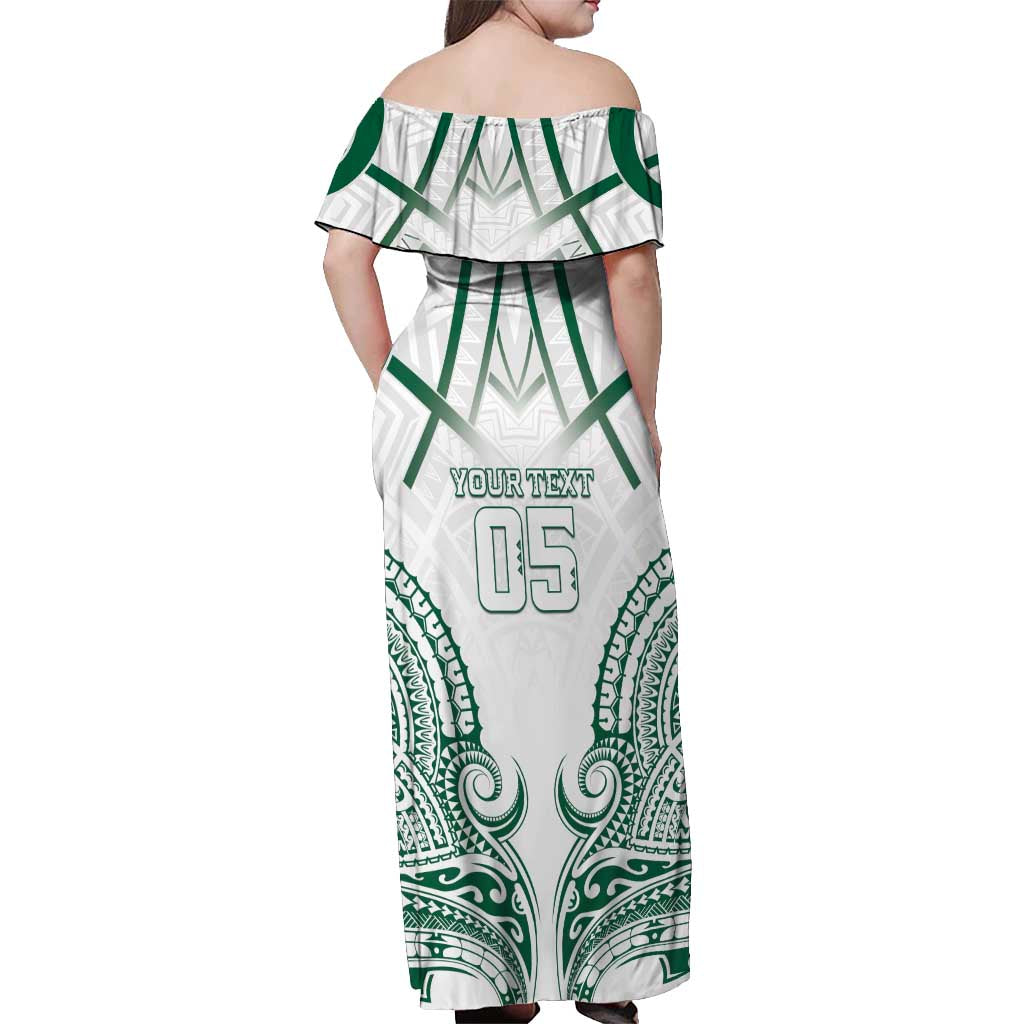 Custom Hawaii Volleyball Off Shoulder Maxi Dress Polynesian Pattern - Polynesian Pride