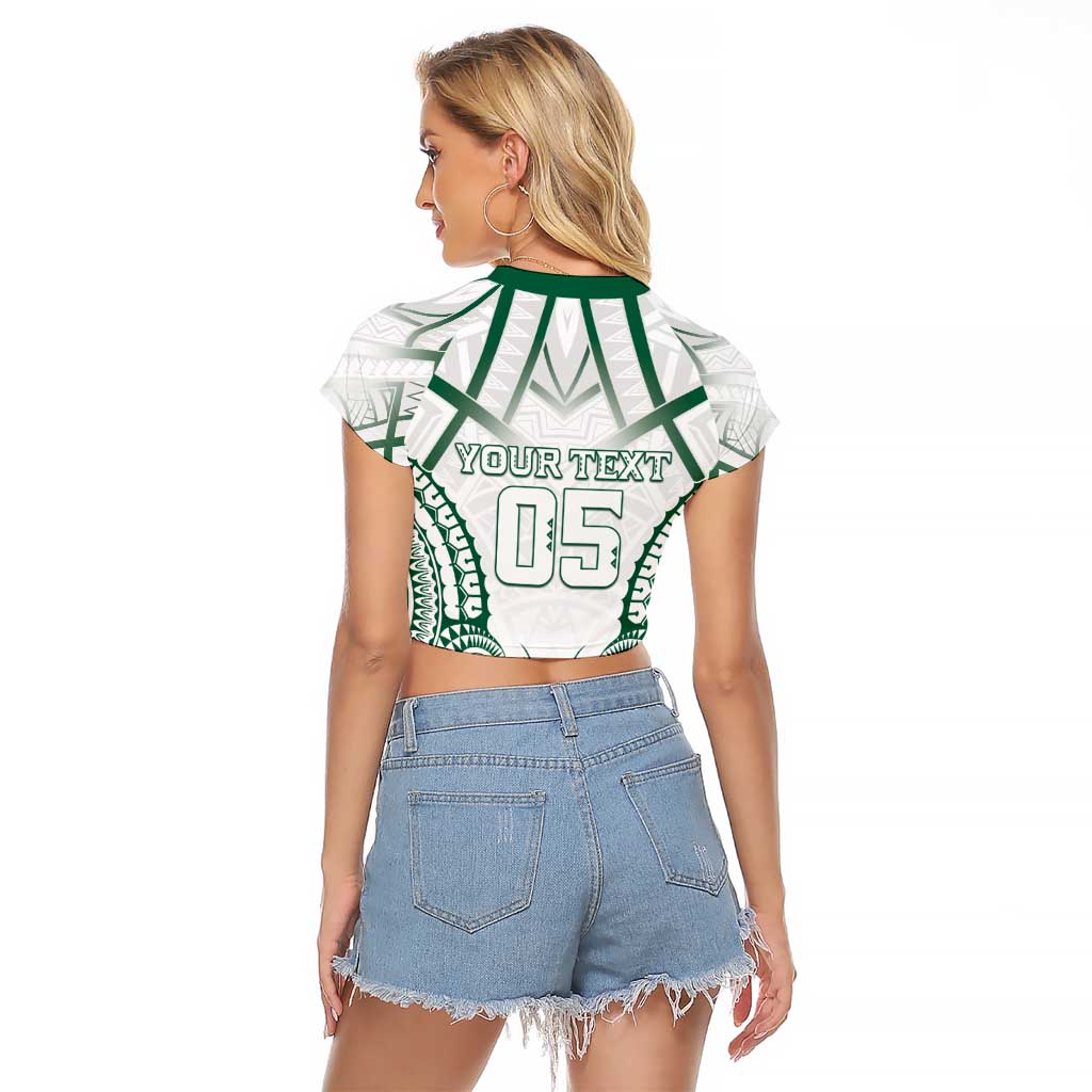 Custom Hawaii Volleyball Raglan Cropped T Shirt Polynesian Pattern - Polynesian Pride