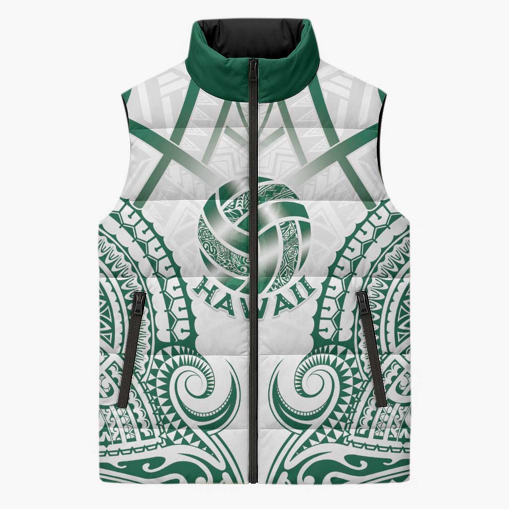 Custom Hawaii Volleyball Sleeveless Puffer Jacket Polynesian Pattern - Polynesian Pride