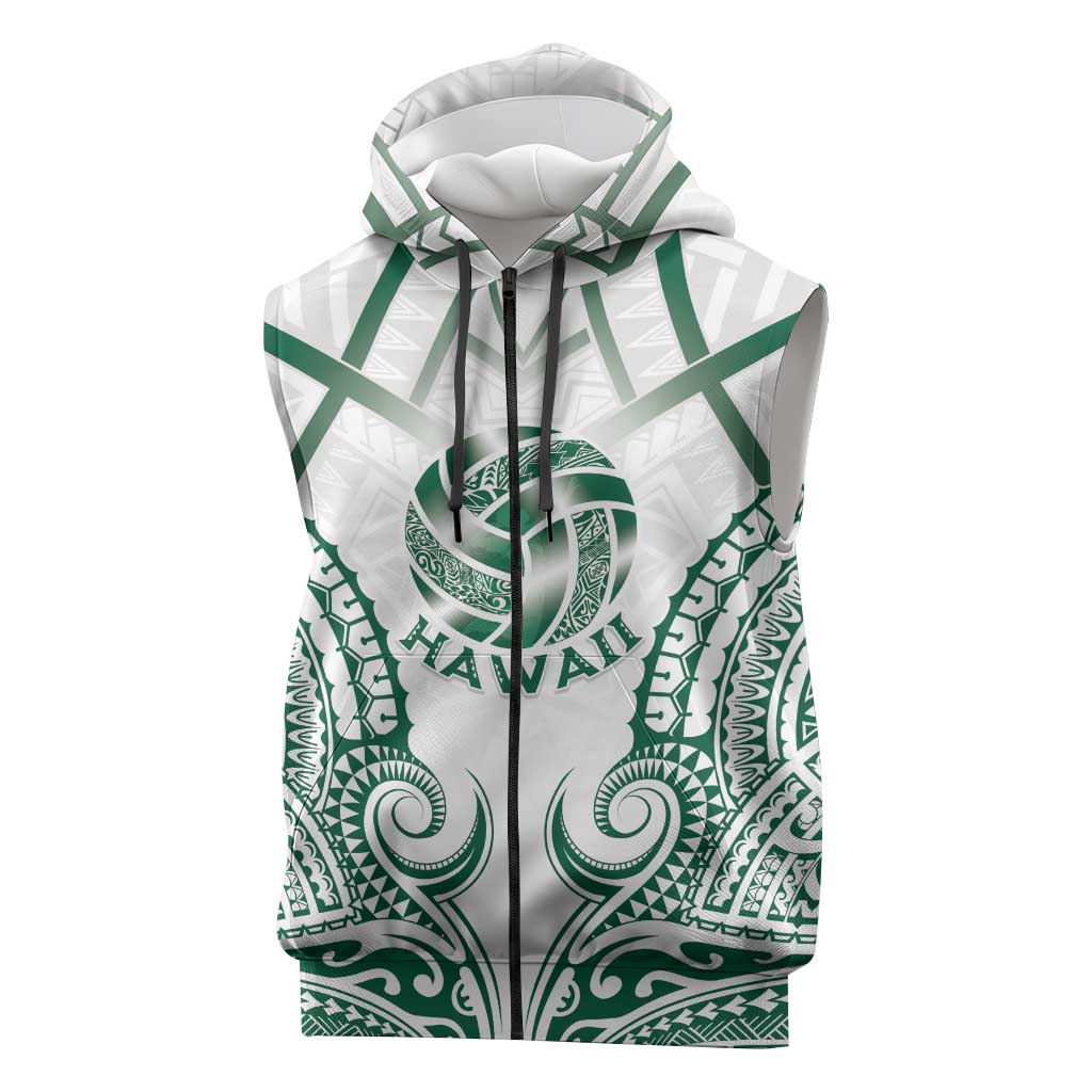 Custom Hawaii Volleyball Sleeveless Zip Hoodie Polynesian Pattern - Polynesian Pride
