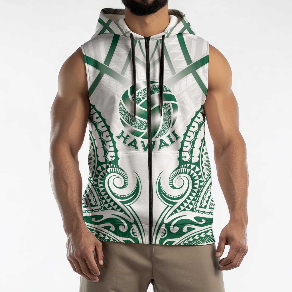 Custom Hawaii Volleyball Sleeveless Zip Hoodie Polynesian Pattern - Polynesian Pride