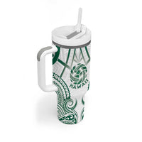Custom Hawaii Volleyball Tumbler With Handle Polynesian Pattern - Polynesian Pride
