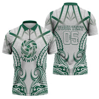 Custom Hawaii Volleyball Zipper Polo Shirt Polynesian Pattern - Polynesian Pride