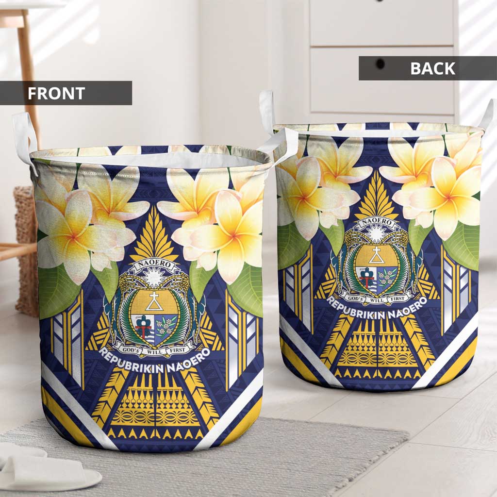 Nauru Independence Day Laundry Basket Coat Of Arms With Plumeria - Polynesian Pride