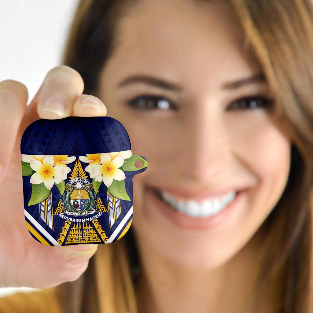 Nauru Independence Day AirPods Case Coat Of Arms With Plumeria - Polynesian Pride
