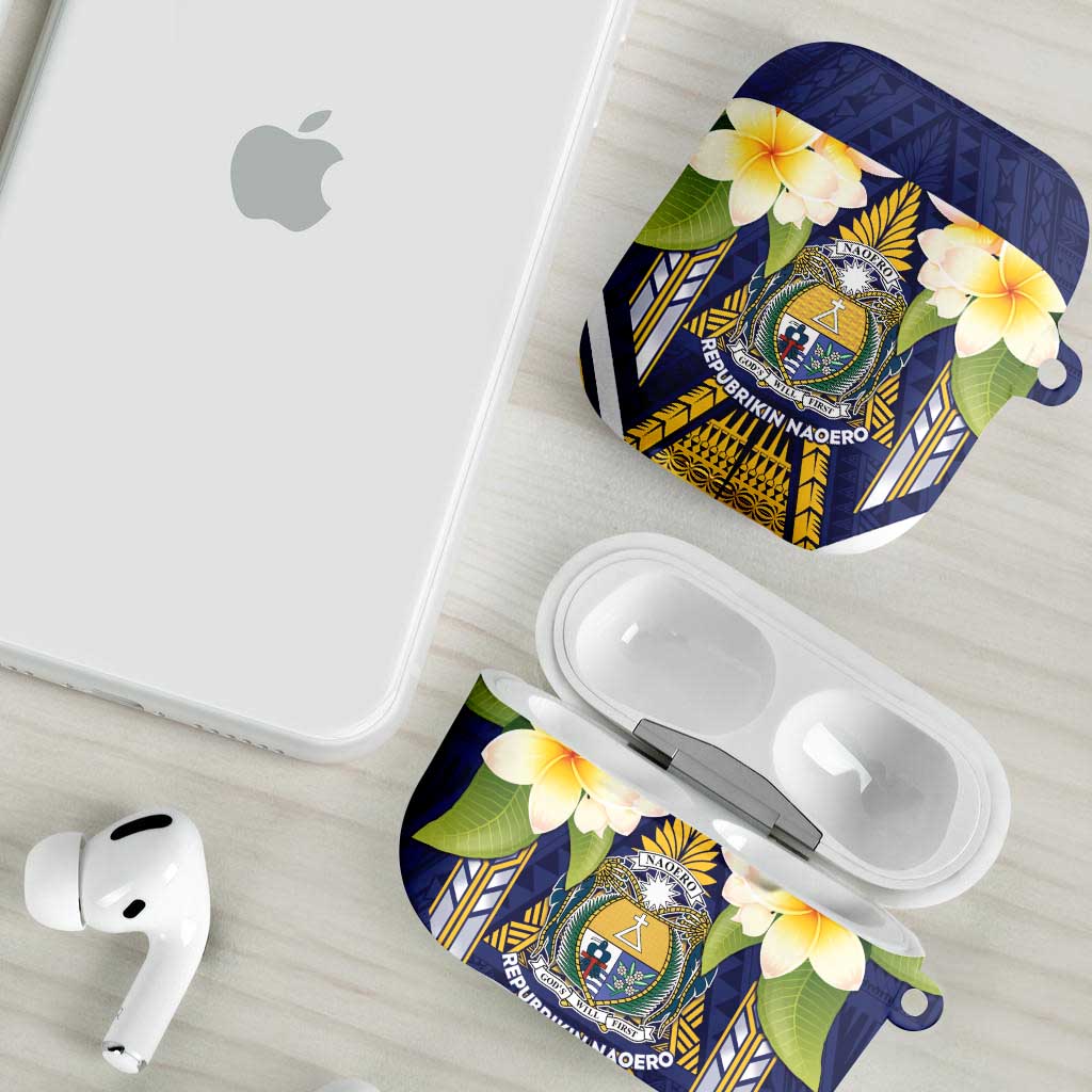 Nauru Independence Day AirPods Case Coat Of Arms With Plumeria - Polynesian Pride