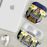 Nauru Independence Day AirPods Case Coat Of Arms With Plumeria - Polynesian Pride