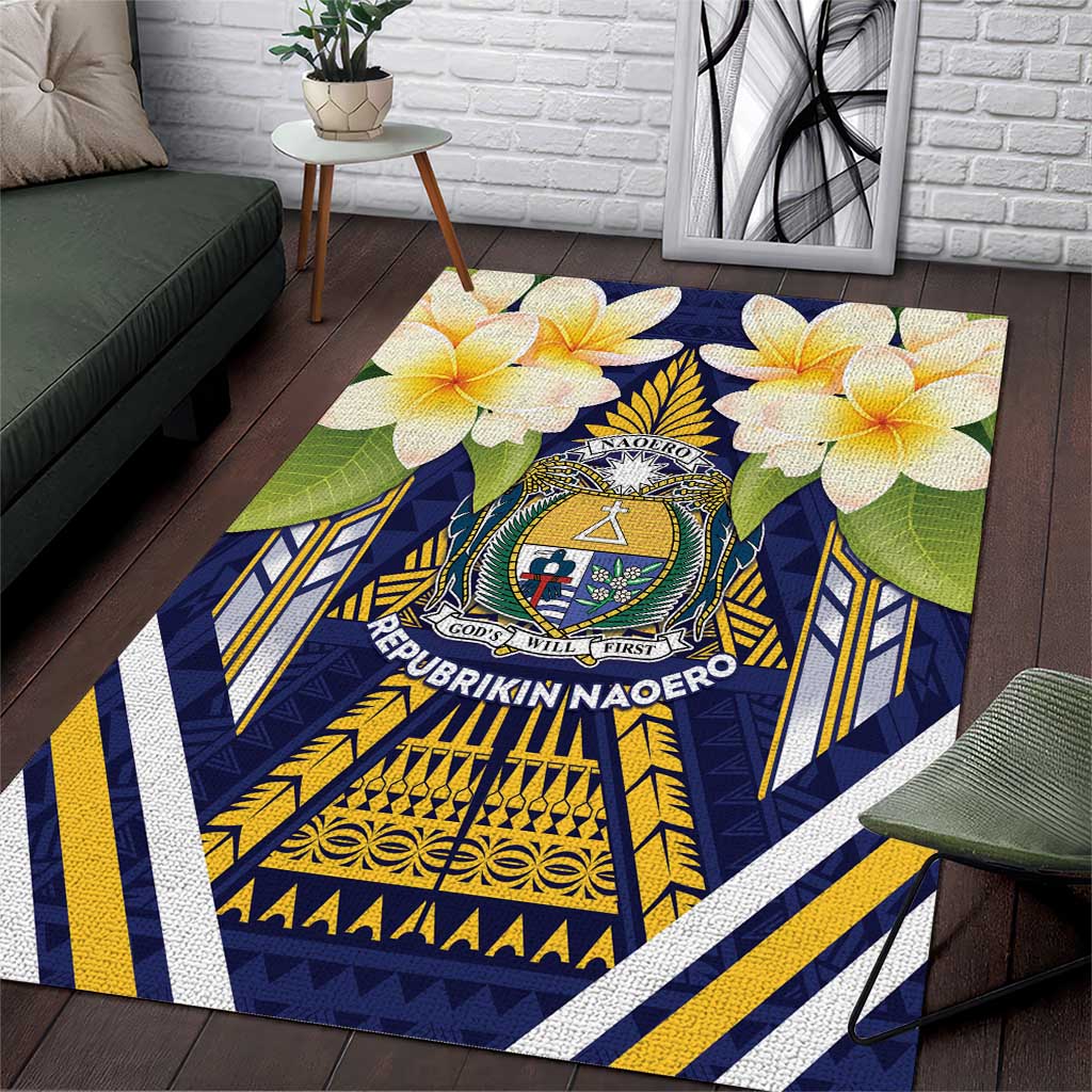 Nauru Independence Day Area Rug Coat Of Arms With Plumeria - Polynesian Pride