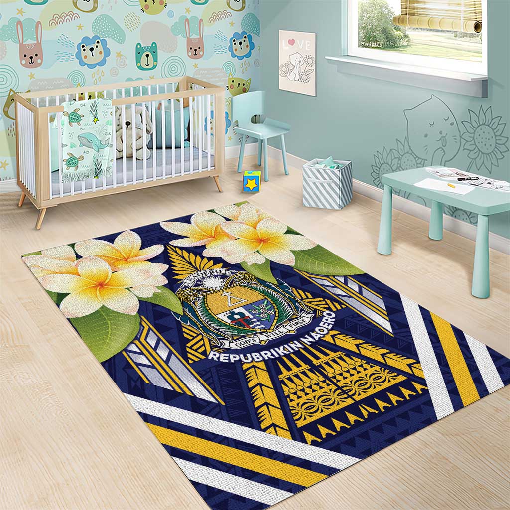 Nauru Independence Day Area Rug Coat Of Arms With Plumeria - Polynesian Pride