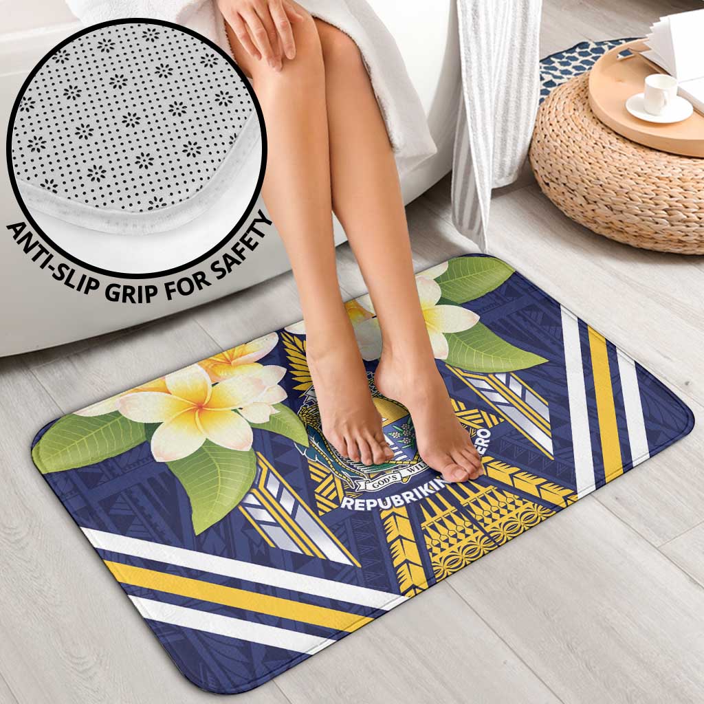 Nauru Independence Day Bathroom Set Coat Of Arms With Plumeria - Polynesian Pride