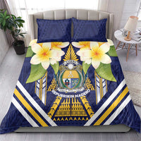 Nauru Independence Day Bedding Set Coat Of Arms With Plumeria - Polynesian Pride