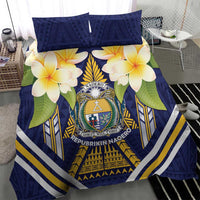 Nauru Independence Day Bedding Set Coat Of Arms With Plumeria - Polynesian Pride