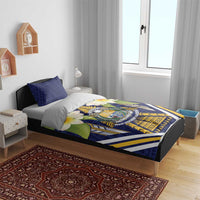 Nauru Independence Day Bedding Set Coat Of Arms With Plumeria - Polynesian Pride