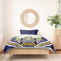 Nauru Independence Day Bedding Set Coat Of Arms With Plumeria - Polynesian Pride