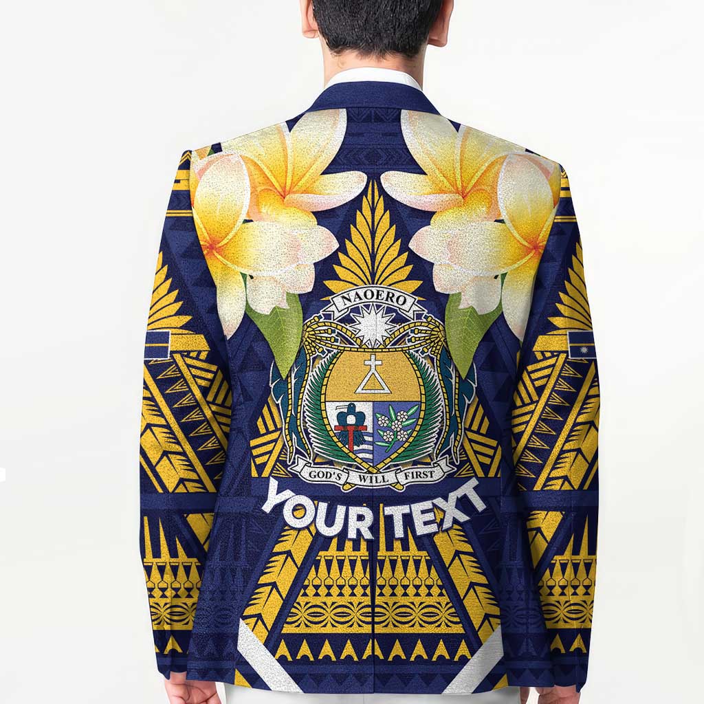 Personalised Nauru Independence Day Blazer Coat Of Arms With Plumeria - Polynesian Pride