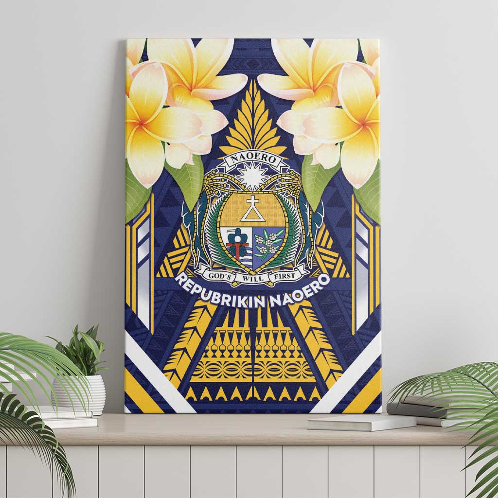 Nauru Independence Day Canvas Wall Art Coat Of Arms With Plumeria - Polynesian Pride