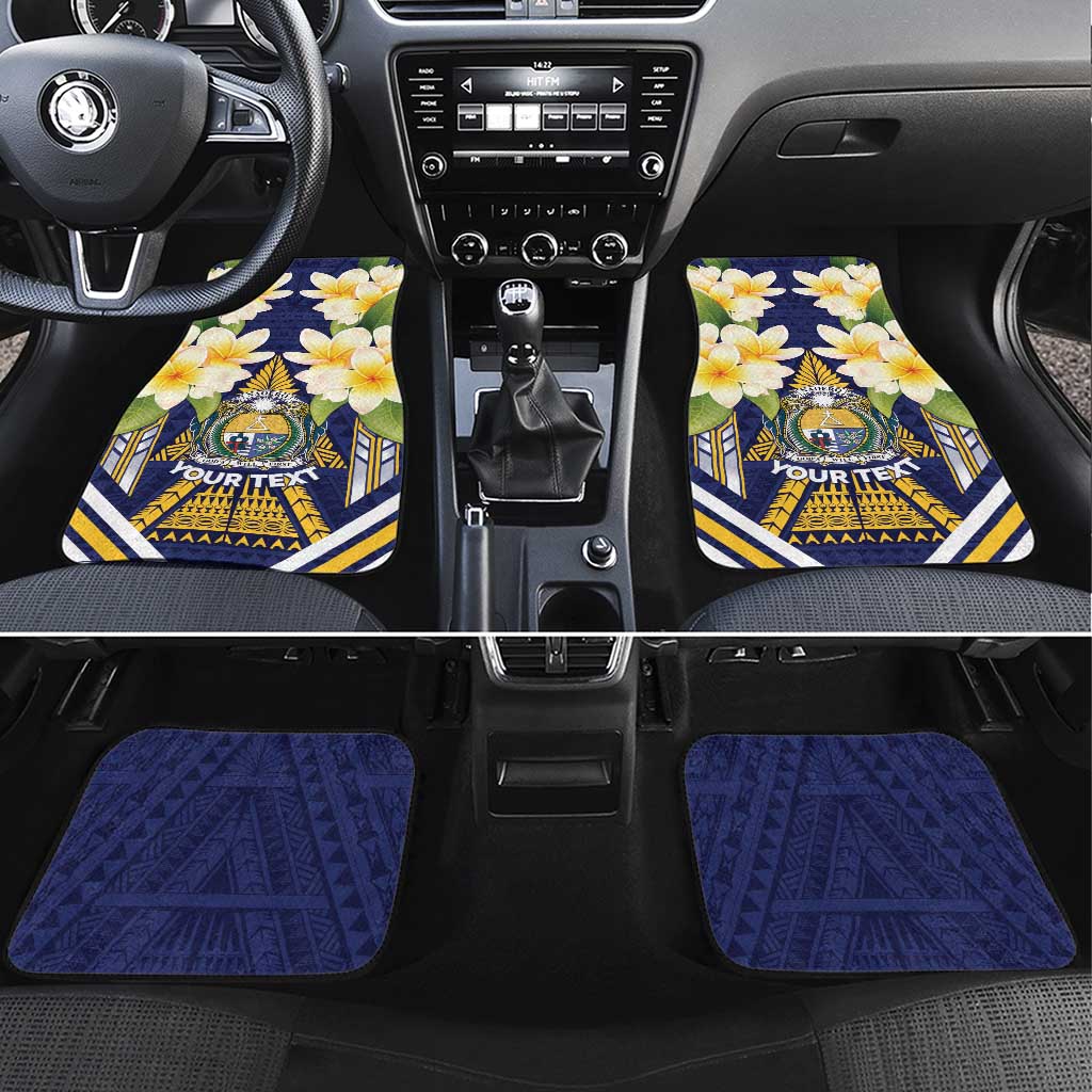 Personalised Nauru Independence Day Car Mats Coat Of Arms With Plumeria - Polynesian Pride