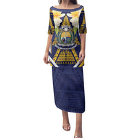 Personalised Nauru Independence Day Family Matching Puletasi and Hawaiian Shirt Coat Of Arms With Plumeria - Polynesian Pride