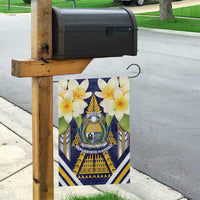 Nauru Independence Day Garden Flag Coat Of Arms With Plumeria - Polynesian Pride