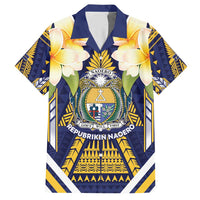 Personalised Nauru Independence Day Hawaiian Shirt Coat Of Arms With Plumeria - Polynesian Pride