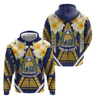 Personalised Nauru Independence Day Hoodie Coat Of Arms With Plumeria - Polynesian Pride