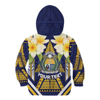 Personalised Nauru Independence Day Kid Hoodie Coat Of Arms With Plumeria - Polynesian Pride