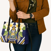 Nauru Independence Day Leather Bag Coat Of Arms With Plumeria - Polynesian Pride