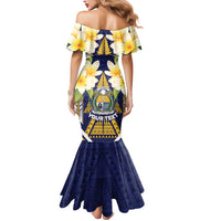 Personalised Nauru Independence Day Mermaid Dress Coat Of Arms With Plumeria LT05 - Polynesian Pride