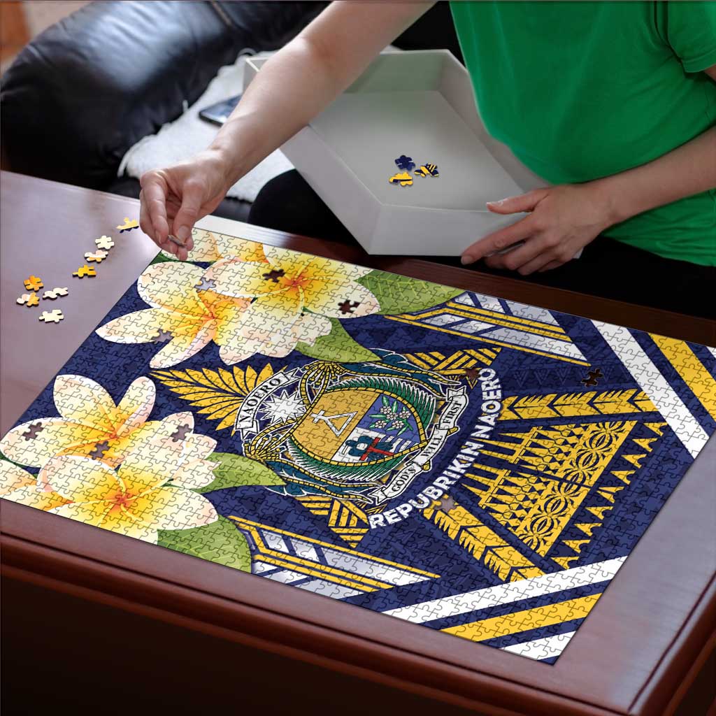 Nauru Independence Day Puzzle Coat Of Arms With Plumeria - Polynesian Pride