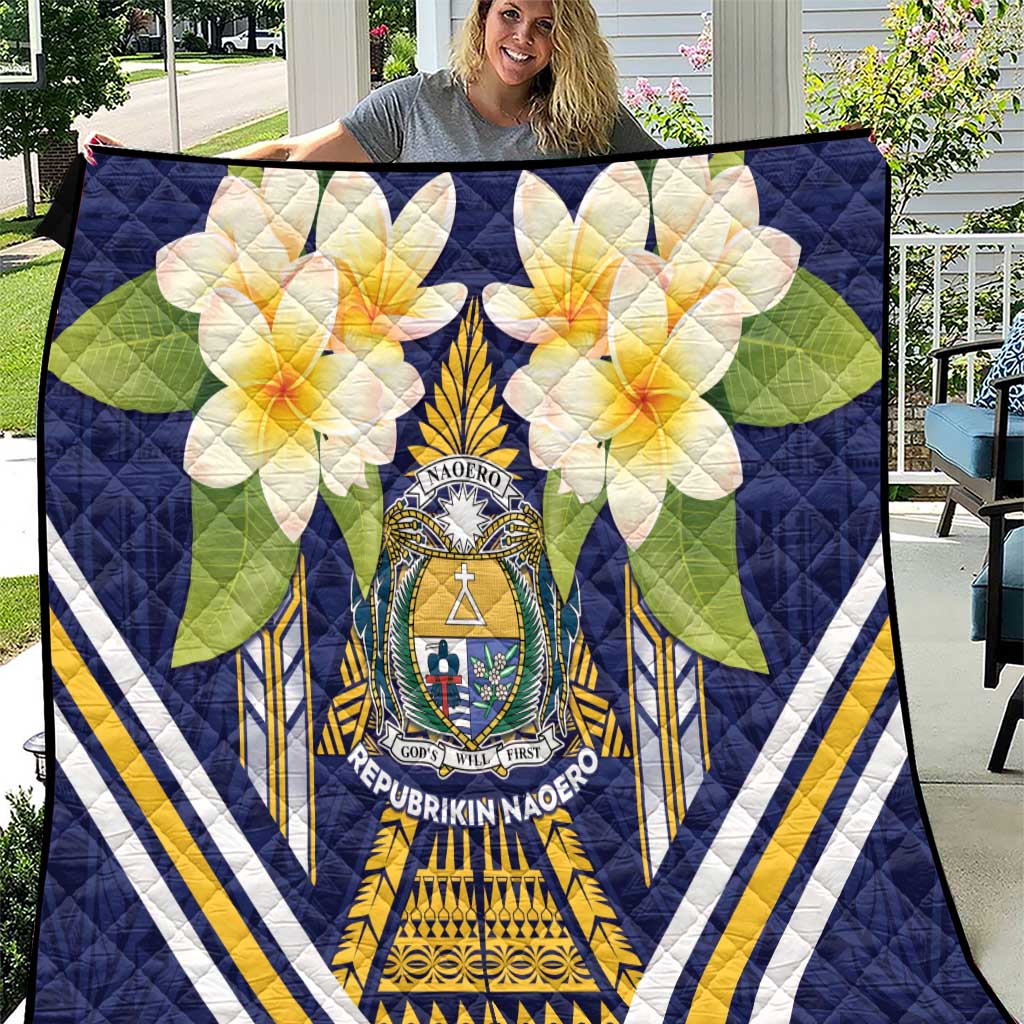 Nauru Independence Day Quilt Coat Of Arms With Plumeria - Polynesian Pride