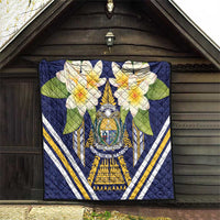 Nauru Independence Day Quilt Coat Of Arms With Plumeria - Polynesian Pride